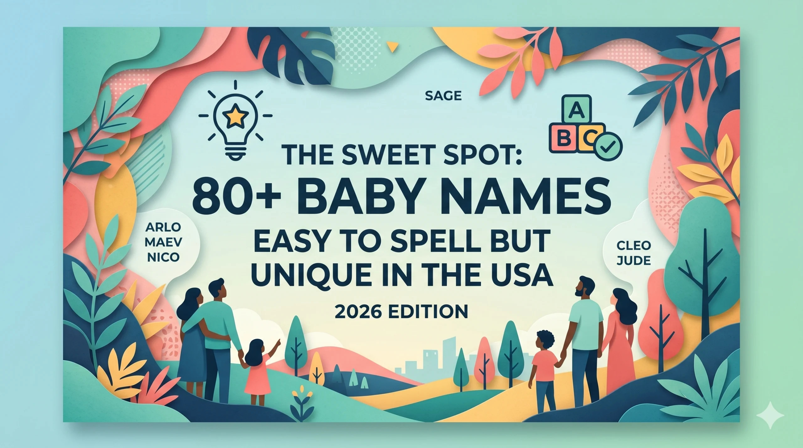 You are currently viewing The Sweet Spot: 80+ Baby Names That Are Easy to Spell but Unique in the USA (2026 Edition)