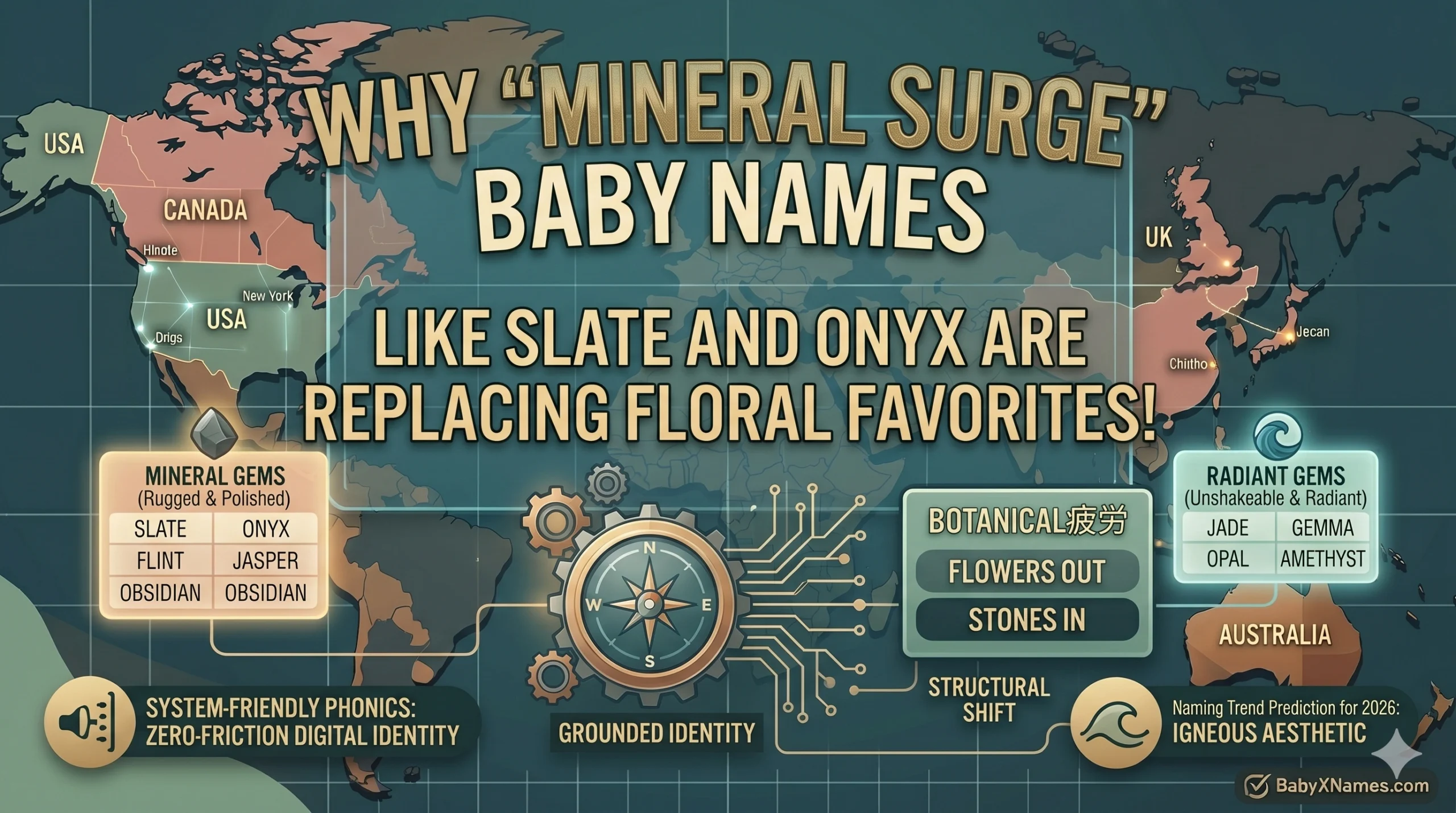 You are currently viewing Why “Mineral Surge” Baby Names Like Slate and Onyx are Replacing Floral Favorites